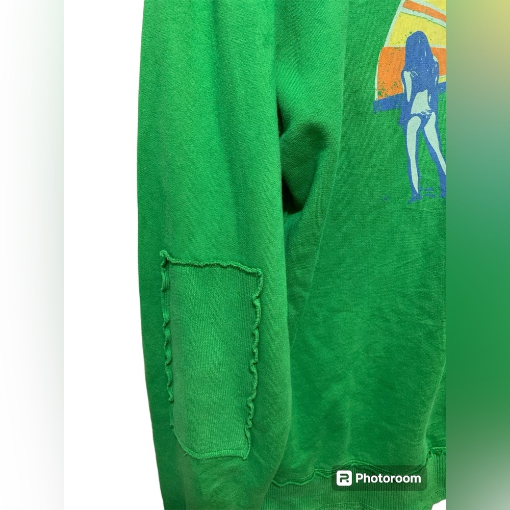 Vintage‎ Girls Gone Wild green raw edge, distressed zip up jacket size Medium - Picture 3 of 5